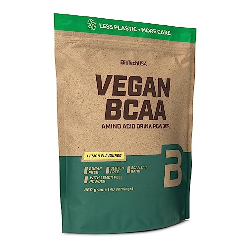 BioTechUSA Vegan BCAA, Nahrungsergänzungsmittel-Getränkepulver mit Süßungsmittel, zuckerfrei und glutenfrei, 360 g, Zitrone