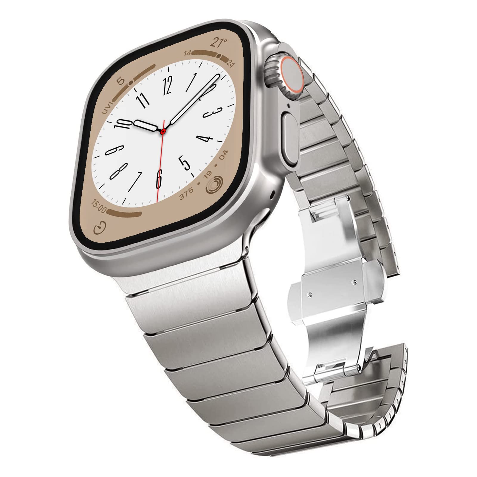 Arktis Armband kompatibel mit Apple Watch Ultra & Ultra 2 mit 49 mm Navigator Edelstahl Ersatzarmband Butterfly-Schließe (Polarstern)