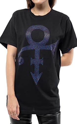 Prince T Shirt Purple Diamante Symbol Logo Nue offiziell Unisex Schwarz S