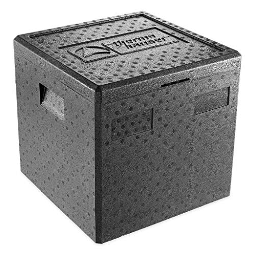 thermohauser EPP-Thermobox Pizza schwarz mit Deckel - 41,5 Liter - 41 x 41 x 40 cm - Pizzabox für Lieferservice
