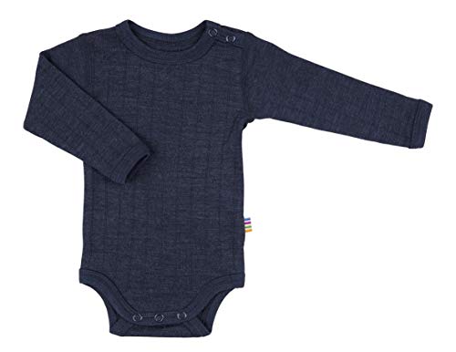 Joha Baby Body Langarm aus Merino-Wolle/Seide, Größe:68/74, Farbe:Navy