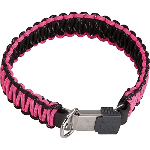 Sprenger Hundehalsband aus stabilem Paracord Nylon mit Edelstahl Clic Lock Verschluss I wasserabweisende Halskette, reflektierend, langlebig 40 cm, pink