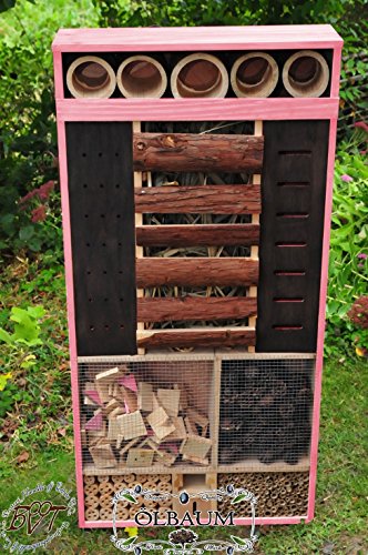 BTV Haus & Garten Insektenhotel, Front SCHWARZ, WETTERFEST, 122 x 60 cm, MEGA-XXL, in Altrosa (PINK), pink rosa rosarot süß