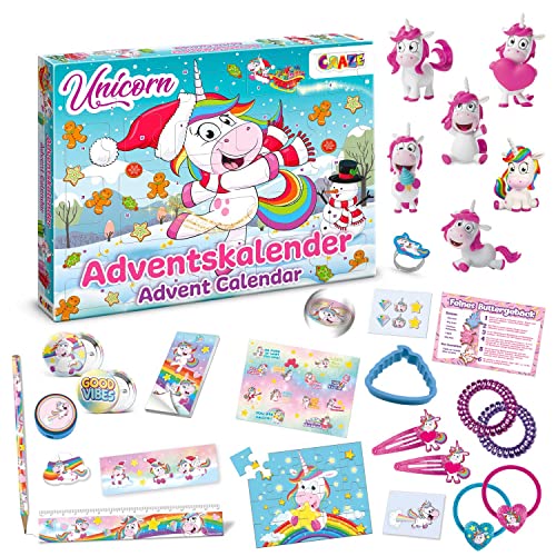 CRAZE UNICORN - Einhorn Adventskalender Kinder, Spielzeug Weihnachtskalender für Mädchen mit Einhorn Spielzeug & Zubehör