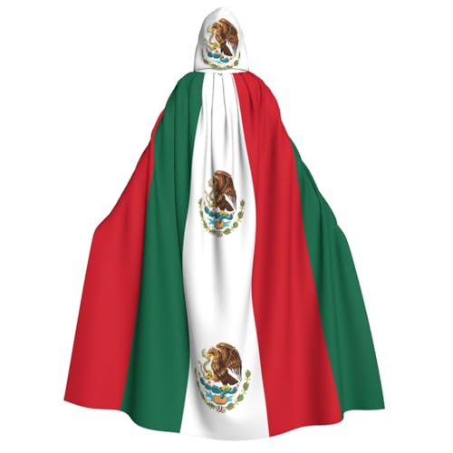 Bxzpzplj Kapuzenumhang mit Flagge von Mexiko, Unisex, Herren, Damen, Kinder, Cosplay, Party, Karneval, Hexenkostüm