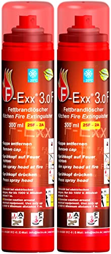 F-Exx 3.0 F - Fettbrand- und Festbrand-Feuerlöscher für Haushalt und Küche im 2er-Pack (Made in Germany)