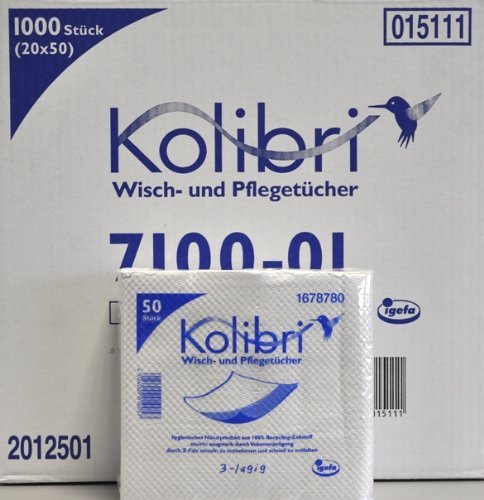 Kolibri Wisch-/Pflegetuch 3 lagig, Grösse 40x36cm, 20x50 Tücher im Karton