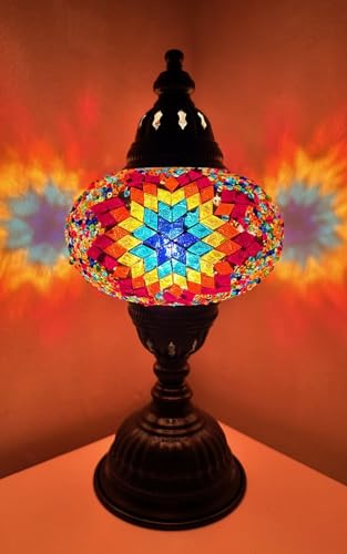 Mosaiklampe Mosaik - Tischlampe L Stehlampe orientalische Mosaiklampen ORANGE - BLAU STERN Samarkand-Lights