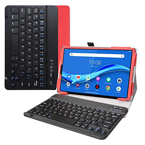Kompatibel mit Tab M10 Plus Bluetooth Keyboard hülle,LiuShan Abnehmbare Bluetooth Tastatur hülle mit Ständer für 10.3" Lenovo Tab M10 Plus/Smart Tab M10 Plus Tablet(Not fit Smart Tab M10),Rot
