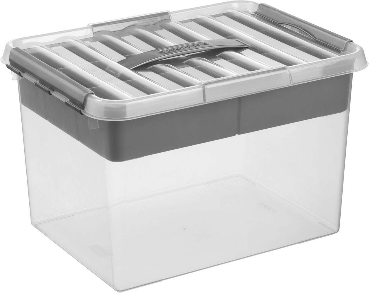 helit sunware H6161002 - Aufbewahrungsbox „the q-line“, 22 Liter, mit Deckel, transparent, 1 Stück