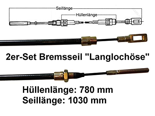 HGW 2er Set Bremsseil für PKW-Anhänger - Typ Langlochöse - für ältere Anhänger - passend Knott, ALKO, Peitz (1020mm)