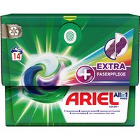 Ariel Allin1 PODS, Flüssigwaschmittel-Kapseln Color+ Extra Faserpflege 68 Waschladungen, Fasertiefe Reinheit + Farbschutz und Formerhalt