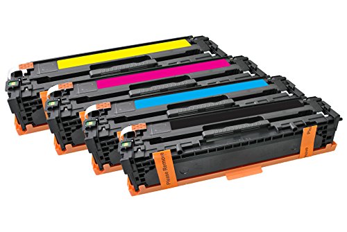 Freecolor CB540A/41A/42A/43A für HP Color LaserJet CP1215/CP1515, Rainbow Kit, Premium Toner, wiederaufbereitet 2200/1400 Seiten, bei 5% Deckung, schwarz