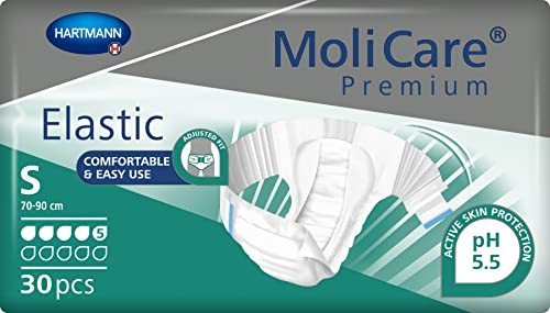 MoliCare Premium Elastic Unisex Einweg-Slip: diskrete Anwendung für Frauen und Männer mit Inkontinenz; 5 Tropfen, Größe S, 30 Stück
