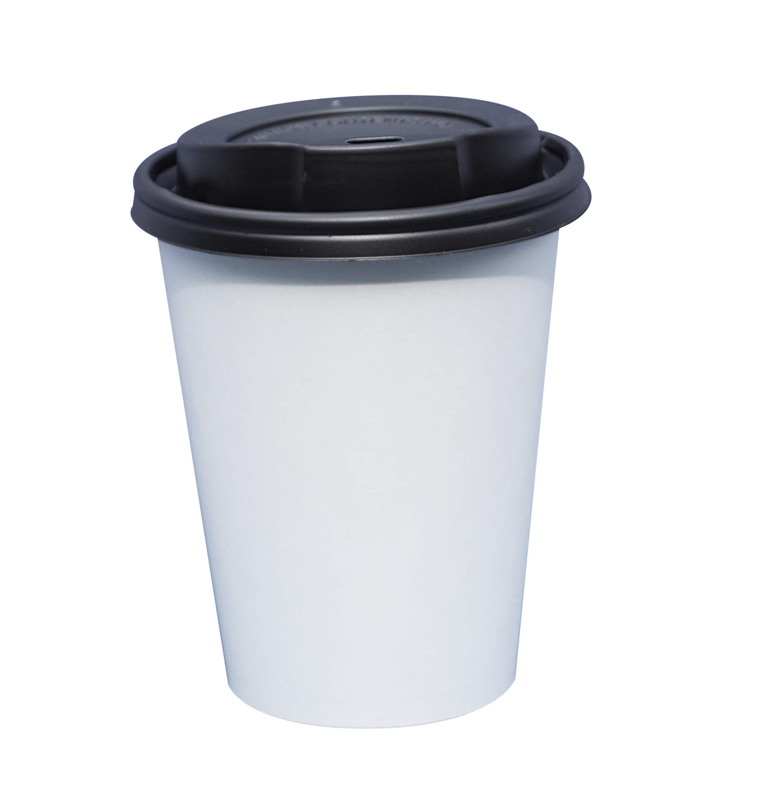 Gastro-Bedarf-Gutheil 300 Pappbecher weiss Coffee to go 0,3 L Becher mit schwarzen Deckel