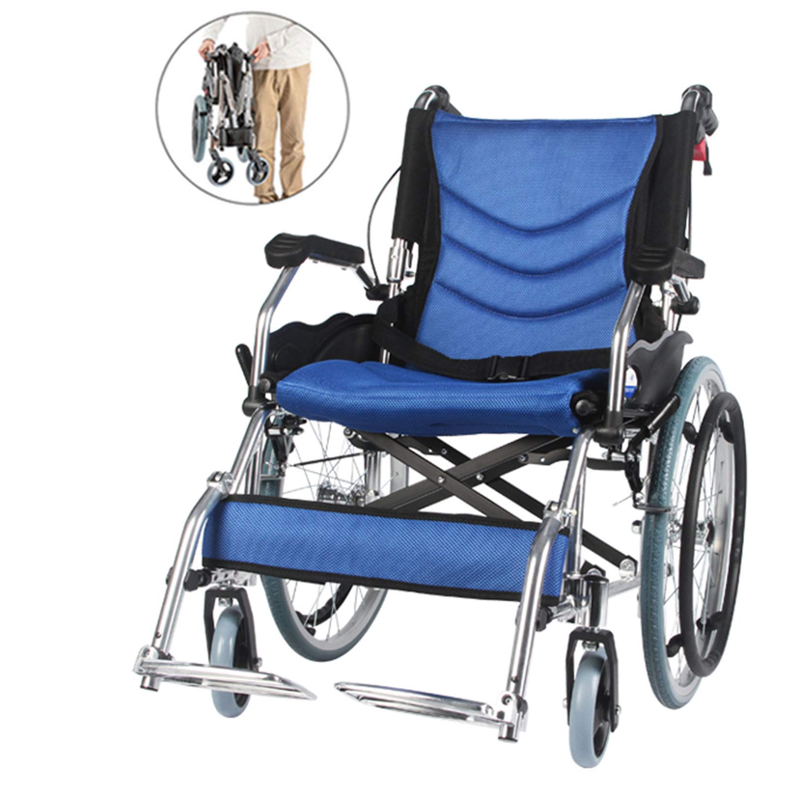 Leichter Aluminiumrollstuhl Mit Begleitenden Handbremsen,Selbstfahrrollstuhl Manuelle Rollstühle Für Behinderte Und Ältere Menschen