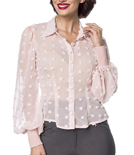 Belsira Vintage-Bluse Langarm transparentem Effektstoff 4XL