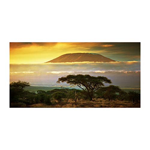 Tulup Glas-Bild Wandbild aus Glas - Wandkunst - Wandbild hinter gehärtetem Sicherheitsglas - Dekorative Wand für Küche & Wohnzimmer 140x70 - Landschaften - Kilimandscharo Kenia - Gelb