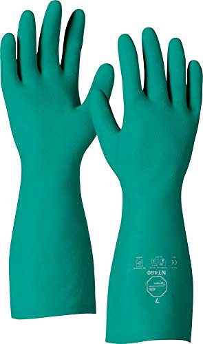 DuPont Tychem NT480| Chemikalienschutzhandschuhe aus Nitril, 15-mil (0,38 mm), Kategorie III, Grün, Größe 7/S, 12 Paar pro Beutel