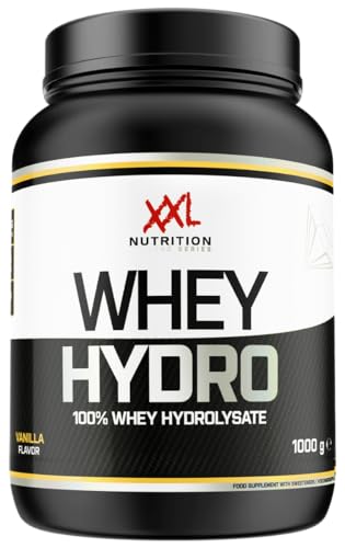XXL Nutrition - Whey Hydro - Hydrolysiertes Whey Isolat, Eiweiss Pulver, Schneller Aufnahme, 87,5% Eiweißgehalt, Hohem Anteil EAAs & BCAAs - 1000 Gramm - Cookies & Cream