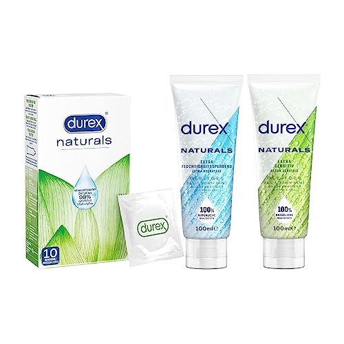 Durex Naturals Set - Ausprobierpaket für Sie und Ihn - Bundle mit Kondomen & Gleitgelen für ein natürliches Vergnügen - 3 Artikel