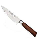 Burgvogel Solingen Natura Line, Kochmesser Holzgriff, rot satiniert, geschmiedet, 15 cm, sehr scharfes Küchenmesser rostfrei, Made in Germany, Braun Rot, 6860.906.15.0