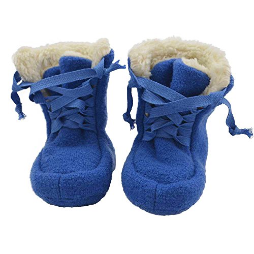 PICKAPOOH Baby Booties aus Wollwalk kbT mit Plüschfutter aus Bio-Baumwolle (1, Blau)