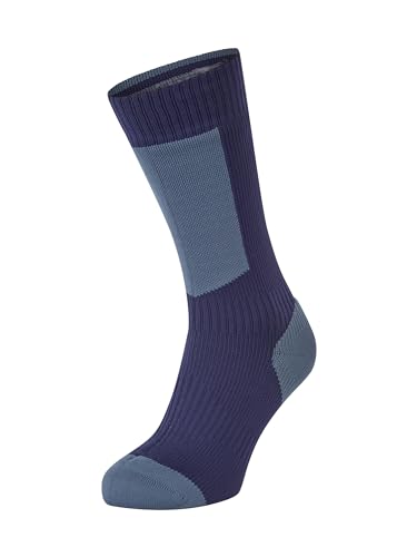 SealSkinz Waterproof Cold Weather Mid Length Sock with Hydrostop Unisex Erwachsene, marineblau/rot, S