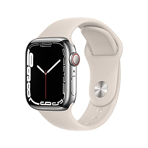 Apple Watch Series 7 (GPS + Cellular, 41mm) - Silber Edelstahlgehäuse mit Polarstern Sportarmband - Regular (Generalüberholt)