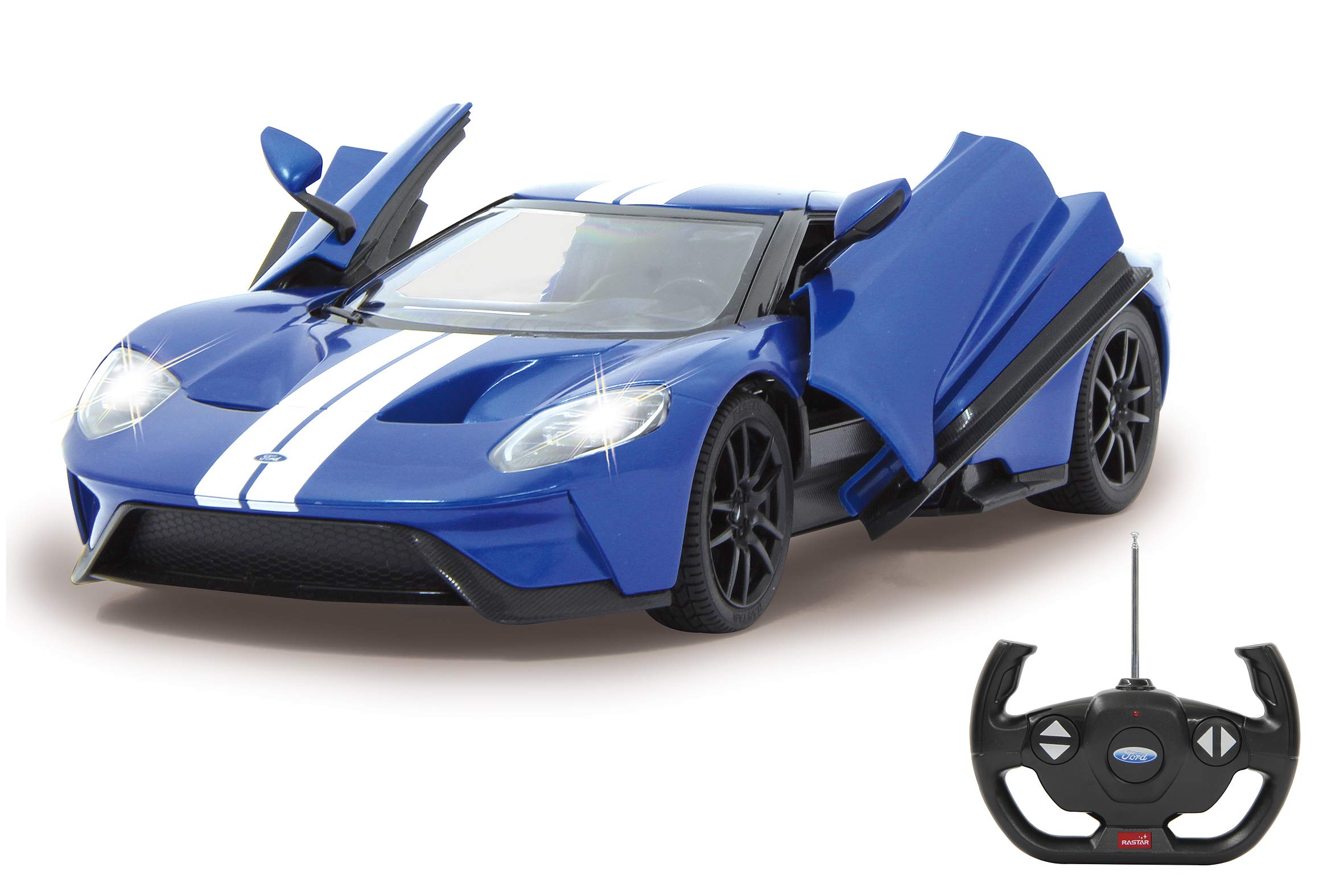 Ford GT 1:14 blau Tür manuell 2,4GHz - offiziell lizenziert, ca 1 Std fahren, 11 Kmh, perfekt nachgebildete Details, detaillierter Innenraum, hochwertige Verarbeitung,LED Licht