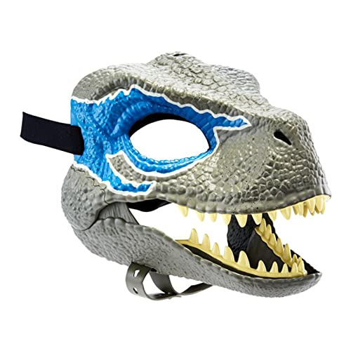 NZXVSE DinosaurierMaske mit Öffnungskiefer, vom Film inspirierte realistische Textur und Farbe, Augen und Nasenöffnungen und sicherem Gurt, WeltLegacy Velociraptor Dinosaurier Brüllende Maske für