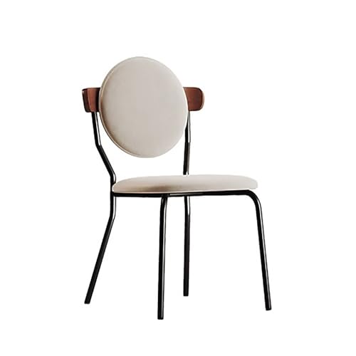 amzwkt Esszimmerstühle, Vanity Stool Chair, Wohnzimmerstühle mit Metallbeinen, Bürostuhl mit ergonomischer Rückenlehne, für Schlafzimmer/Schönheitszimmer/Wohnzimmer (Color : White)
