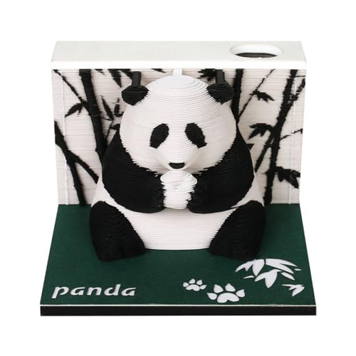 Dewedrt 3D Kunst Panda Schreibtisch Ornament Desktop Dekoration, Panda Handwerk Kunst geschnitzt Papier DIY Büro