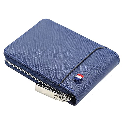 AQQWWER Herren Geldbörse Brieftasche Männer Kurze kleine multifunktionale Handkarteninhaber Pu. Business Reißverschluss Geldbörse Mode hochwertiger lässig (Color : Blue)
