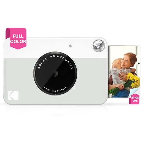 Kodak PRINTOMATIC Digitale Sofortbildkamera, Vollfarbdrucke auf ZINK 2x3-Fotopapier mit Sticky-Back-Funktion - Drucken Sie Memories sofort (Grau)