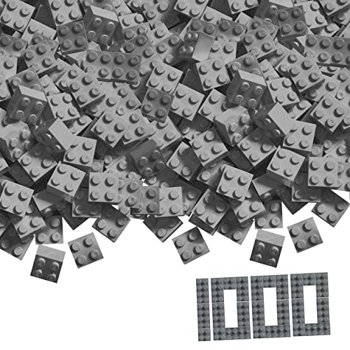 Simba 104114554 - Blox, 1000 graue Bausteine für Kinder ab 3 Jahren, 4er Steine, im Karton, hohe Qualität, vollkompatibel mit vielen anderen Herstellern