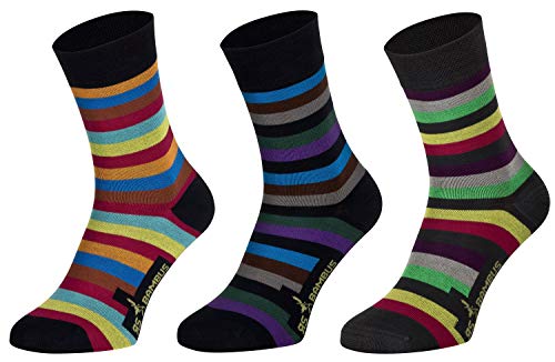 Tobeni 6 Paar Bambussocken ohne Gummi Unisex Bambus Business-Socken für Damen und Herren Farbe Fröhliche Farben Grösse 35-38