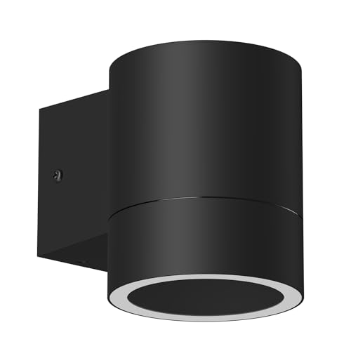 ledscom.de Smart Home Wandleuchte BIDO für außen, Aluminium schwarz matt Downlight + RGB Leuchtmittel warmweiß - kaltweiß (2900-6200)