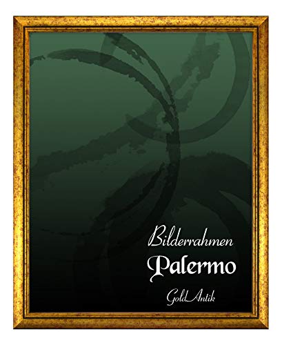 Bilderrahmen Palermo 48x68 cm in Gold aus Massivholz mit Antireflex-Kunstglas