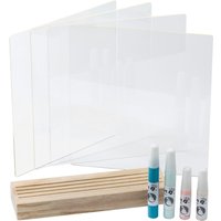 Baby Art 3601099400 Design Bilderrahmen für Handabdrücke, Holz Aufsteller mit 4 Acrylglas Scheiben, transparent