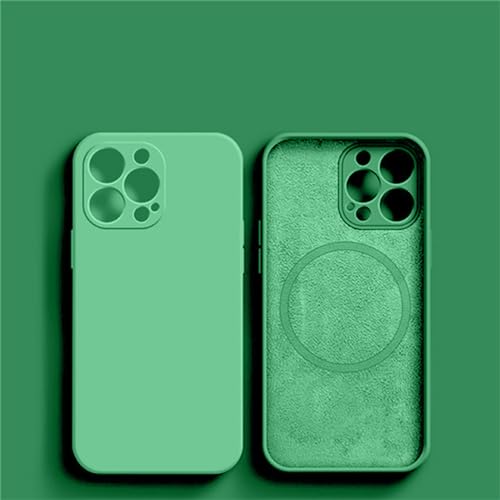 TISGET Für magnetische Hülle für iPhone 15 14 13 12 11 Pro Max Mini X XR XS 8 Plus Flüssigsilikon Wireless Charge Cover, Matcha Green, für iPhone 14 Pro