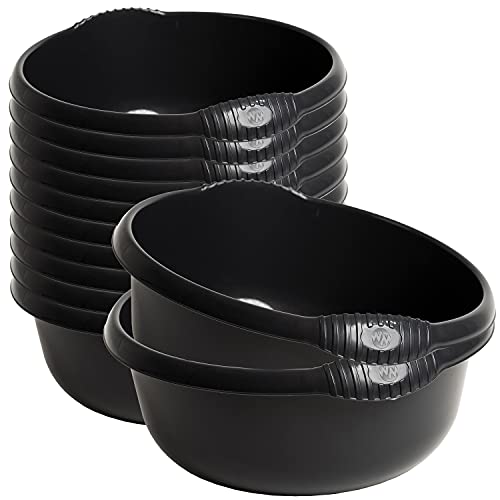 12x Schüssel Set rund schwarz - 4,5 Liter - 28 cm - Waschschüssel Spülschüssel Wasserschüssel - Lebensmittelecht - Kunststoff Spüle