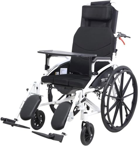 Transport-Rollstuhl hohe Rückenlehne abnehmbare Kopfstütze Reclining Travel Wheelchair Portable Folding Wheelchair Adult Mobility Scooter Transport Wheelchair