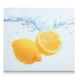 Zeller Herdblende-/Abdeckplatte Lemon Splash, Glas, 56x50x2 cm, 26305