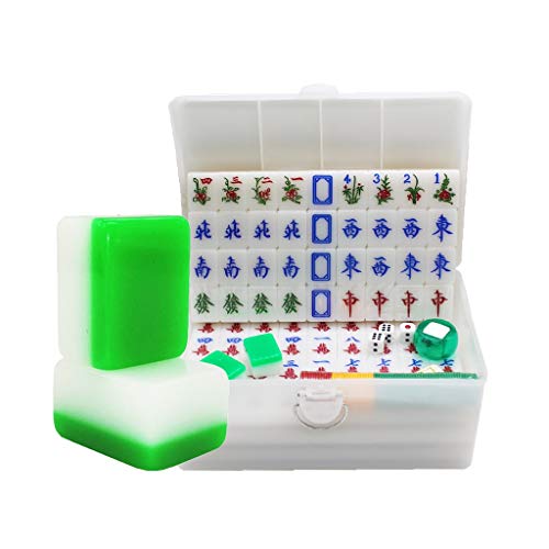 Suuim Mahjong-Set, MahJongg-Fliesen-Set, chinesisches Mahjong, 144 nummerierte Melamin-Fliesen mit Tragetasche, komplettes Mahjong-Spielset, chinesisches Mahjong-Spielset