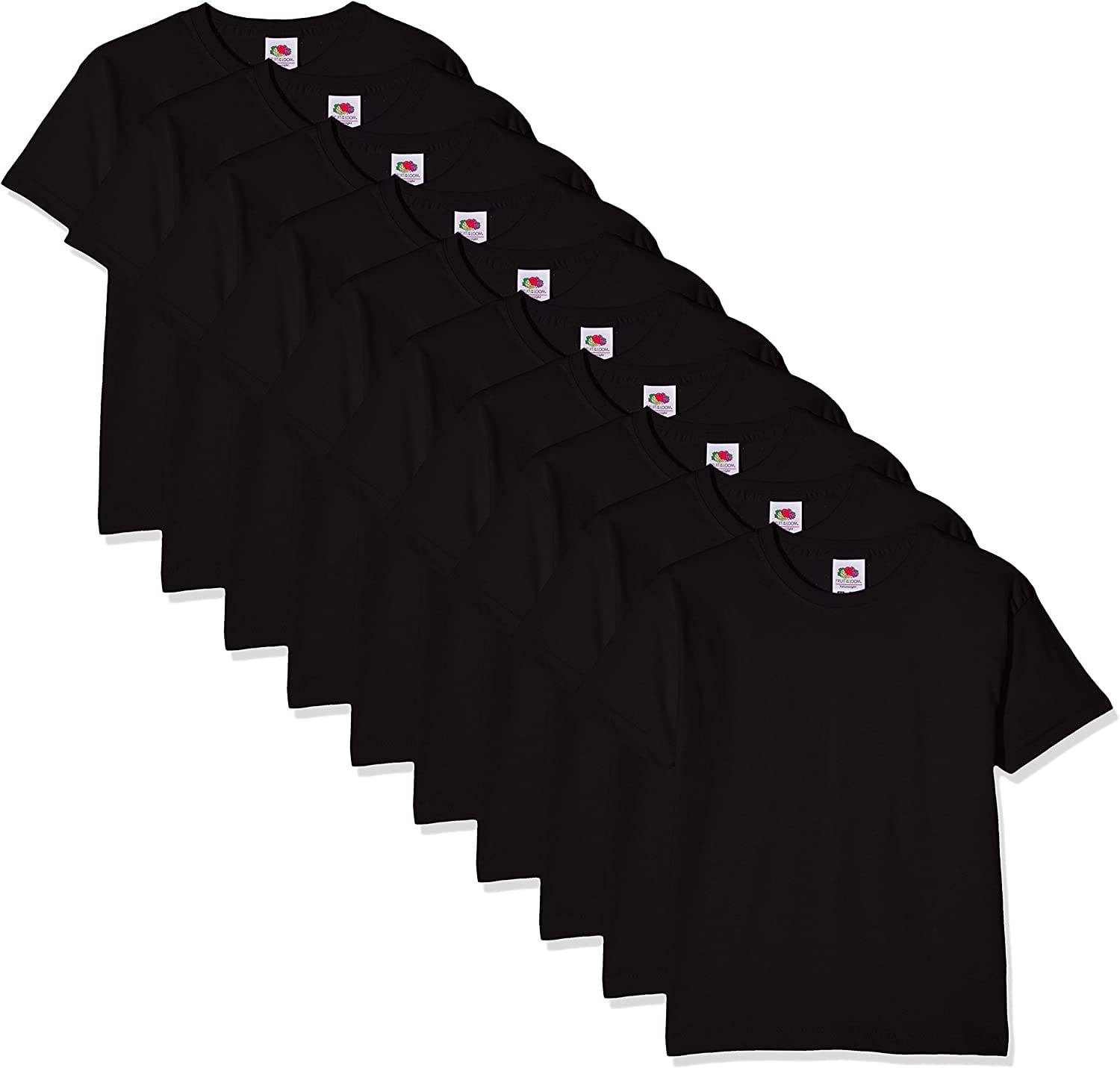 Fruit of the Loom Jungen Regular Fit T-Shirt Kids 10 Pack T-shirt, Schwarz (Black 36), 14-15 Y (Herstellergröße: 14-15 Y)