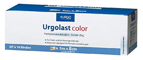 Urgolast Color, Kompressionsbinde, Fixierbinde, 5 m x 6 cm, 10 Stück, blau