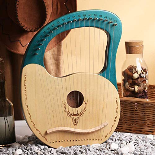 Harfe Instrument Lyre, 19 Lyre Harfe, Tragbare Kleine Harfe, Mahagoni Instrument Saiteninstrument für Musikliebhaber Anfänger, Einfach Zu Bedienen, Grün Green