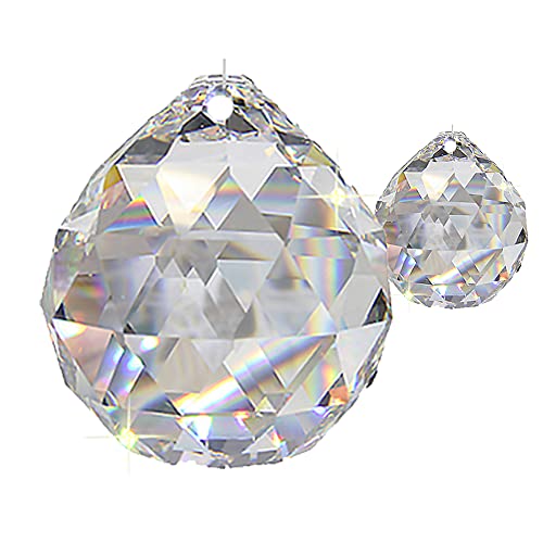Kristallglaskugel ø 50mm 2 Stück im Set 30% Bleikristall-Kugel Regenbogenkristall zum aufhängen Fensterschmuck für Feng Shui und Waldorf Kristallglas
