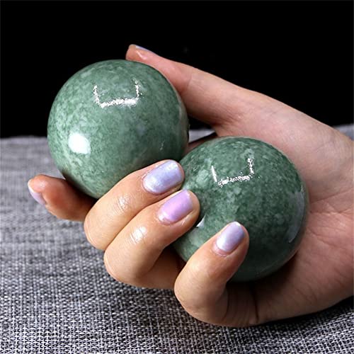 Natürlicher Kristall, rau, 1 Paar, 50 mm, natürlicher Jade-Baoding-Ball, Fitness, Handball, Quarzkugel, Entspannung, Hand- und Handgelenk-Übung, Massage-Therapie-Stein PINGJIUYIN (Color : Green)